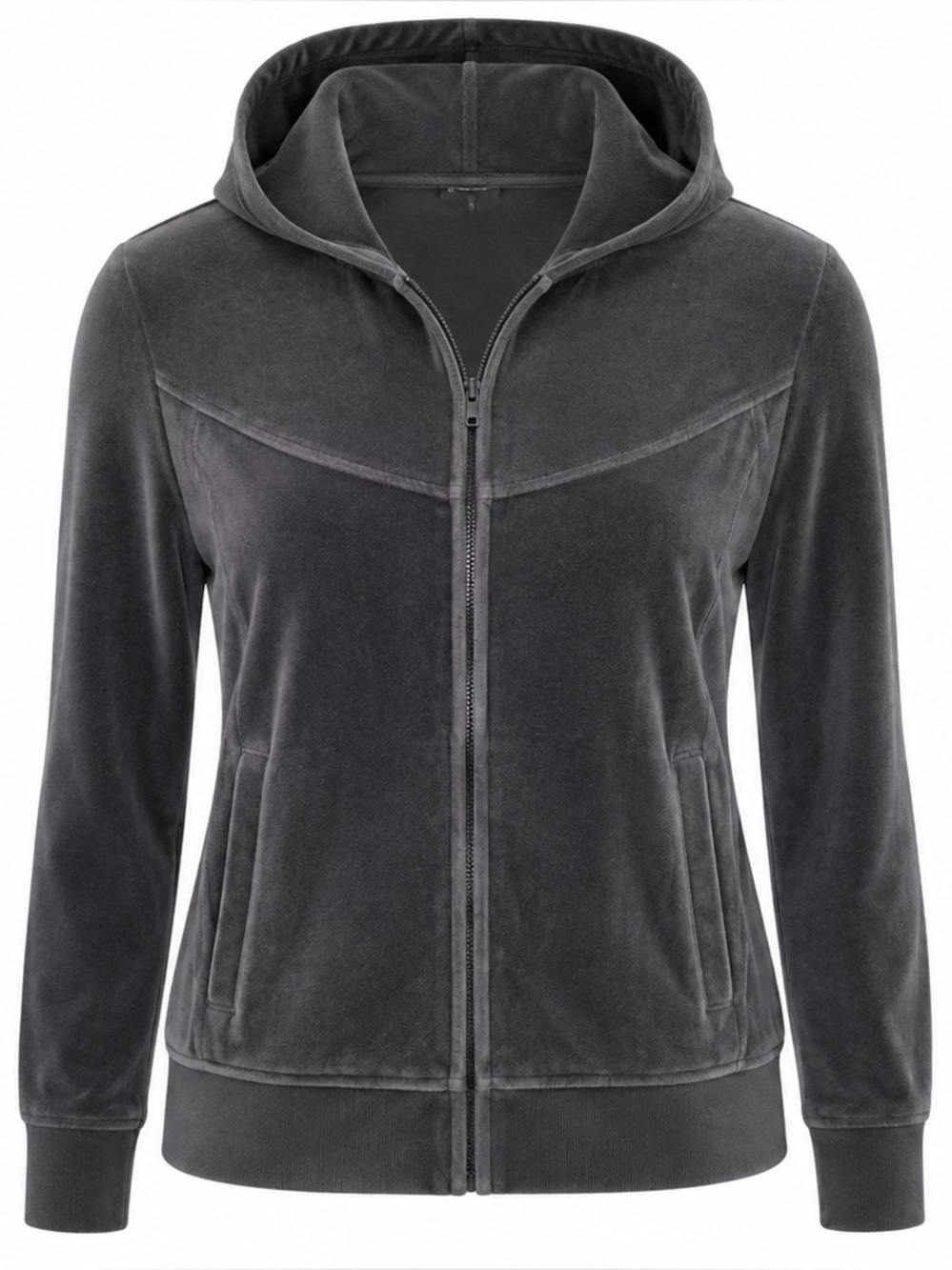 tek gear Women's Hooded Teddy Zip Jacket Black L  2 pockets